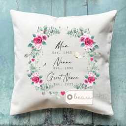 Personalised Gift For Her Great Grandma Mum Nanna Nanny Mom Mam Nan Wildflower Floral Home Linen Style Cushion Birthday