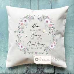 Personalised Gift For Her Great Grandma Mum Nanna Nanny Mom Mam Nan Wildflower Floral Home Linen Style Cushion Birthday - thumbnail 4
