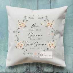 Personalised Gift For Her Great Grandma Mum Nanna Nanny Mom Mam Nan Wildflower Floral Home Linen Style Cushion Birthday - thumbnail 3