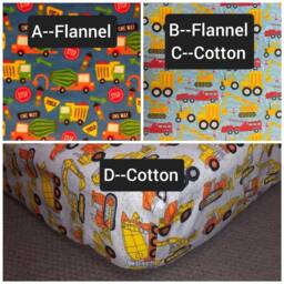 Construction Trucks Crib Sheet Fire Truck, Digger, Dump Cotton Or Flannel - thumbnail 2