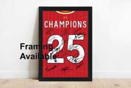 Champions 2025 Squad Signed Liverpool Printed Autograph Print Photo Framed Option Shirt Jersey Mo Salah - thumbnail 1