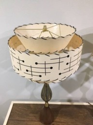 Mid Century Vintage Style Tapered 3 Tier Fiberglass Lamp Shade Atomic Ivory - thumbnail 3