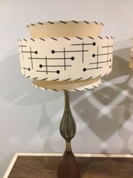 Mid Century Vintage Style Tapered 3 Tier Fiberglass Lamp Shade Atomic Ivory - thumbnail 2