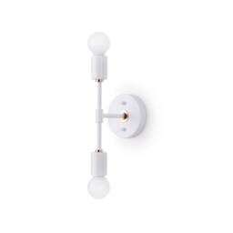2 Light White/Rose Gold Wall Sconce - Modern Minimalist Bathroom, Vanity & Hallway Lighting Industrial Exposed Bulb Lamp Fixture - thumbnail 3