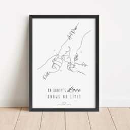 Personalised Auntie & Child Line Art Print, Nephew Or Niece Gift To Aunt - thumbnail 3