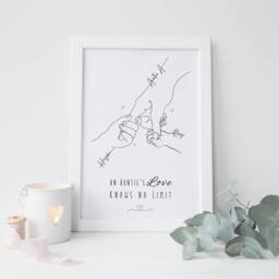 Personalised Auntie & Child Line Art Print, Nephew Or Niece Gift To Aunt - thumbnail 2