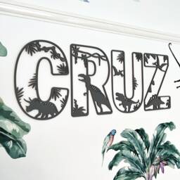 Dinosaur Name Sign - Wooden Dino Letters Personalised Custom Decor Theme Bedroom Wall Art - thumbnail 1