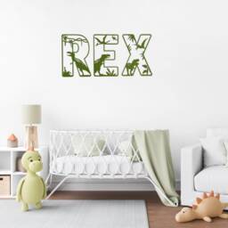 Dinosaur Name Sign - Wooden Dino Letters Personalised Custom Decor Theme Bedroom Wall Art - thumbnail 3