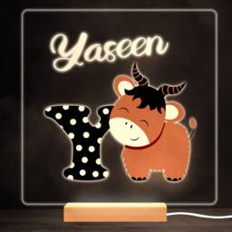 Animal Alphabet Letter Y Colourful Square Personalised Gift Led Lamp Night Light - Bedroom - thumbnail 1