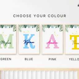 Personalised Safari Animals Nursery Prints & Frames Set Of 3 Gift Home Decor Baby Shower Toddler Boy Girl Jungle Name Child Picture Bedroom - thumbnail 2