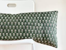 Floral Block Print Lumbar Pillow Cover Boho Farmhouse Decor - thumbnail 1