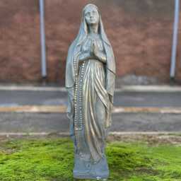 Bronze Virgin Mary Ornament Concrete Holy Mother Sculpture Stone Prayer Statue Elegant Religious Figure Memorial Catholic Decor Gift - thumbnail 4