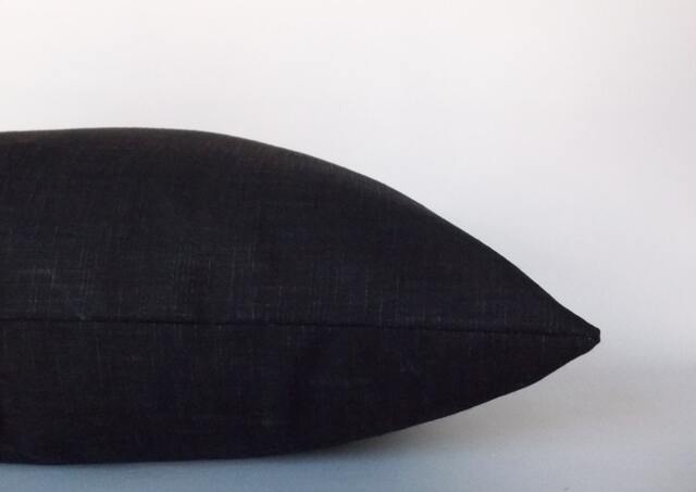 Black Linen Lumbar Pillow Cover 12x18 Decorative Cushion - image 1