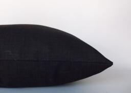 Black Linen Lumbar Pillow Cover 12x18 Decorative Cushion - thumbnail 1