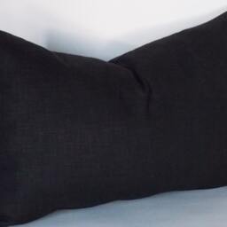 Black Linen Lumbar Pillow Cover 12x18 Decorative Cushion - thumbnail 2