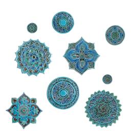 Handmade Ceramic Swirls Wall Decor Turquoise Tile Art - 18.5cm - thumbnail 3