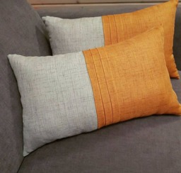 European Linen Colorblock Lumbar Pillow Cover, Designer Decorative Cushion, All Size