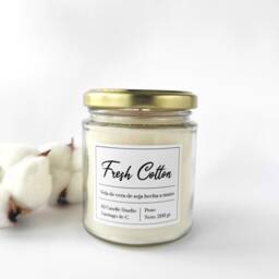 Fresh Cotton Scented Soy Candle, Clean Laundry Aroma, Home Decor Spa Candle - thumbnail 2