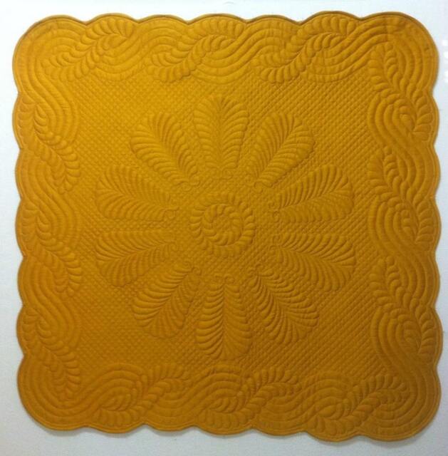 Welsh Gold Quilted Wall Hanging, Silk Thread Trapunto, 40x40 - image 1