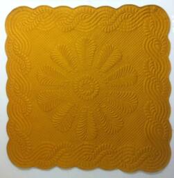 Welsh Gold Quilted Wall Hanging, Silk Thread Trapunto, 40x40 - thumbnail 1