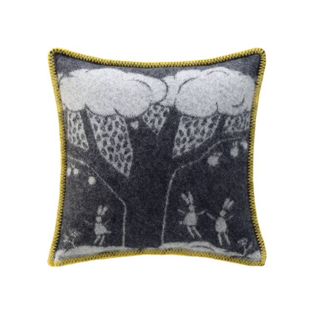 Little Rabbits Illustrated Wool Cushion Cover - Ellis Reversible Monochrome Pillowcase 45 X 45cm/ 18 18 - image 1