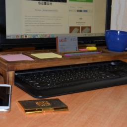 Vintage Desk Organizer Wood Desktop Dock Station Keyboard Rack Shelf Wooden Gift For Him Dad Father - thumbnail 3