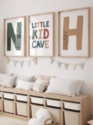 Set Of 3 Brothers Personalised Bedroom Prints, Boys Decor, Playroom, Kid Cave, Wall Art, Twins Shared - thumbnail 1
