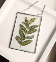 Willow Wall Art, Framed Pressed Flowers, Glass Hanging, Flower Dried Soldered Art