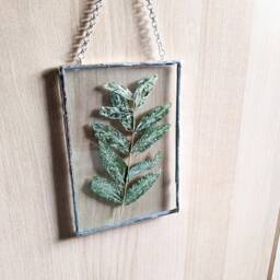 Willow Wall Art, Framed Pressed Flowers, Glass Hanging, Flower Dried Soldered Art - thumbnail 2