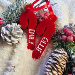 Personalised Candy Cane Christmas Tree Hanging Decoration. Custom Xmas Bauble With Name. Handmade Decoration For 2023 - thumbnail 1