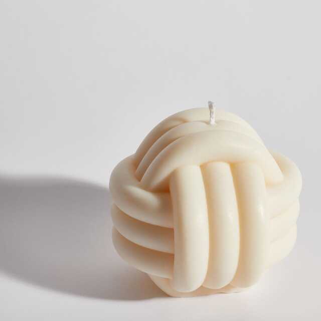 Giant Knot Candle - Handmade Sculptural Soy Wax, Neutral Decor - image 1