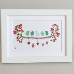 Sea Glass Art Family, Birds, Sisters, Family Life, Frame - thumbnail 2