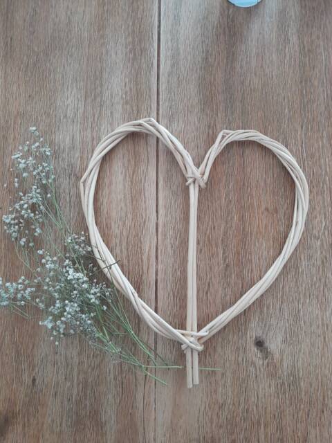 White Willow Heart, 5Th Anniversary Gift, Hand Woven Wicker Wall Art - image 1