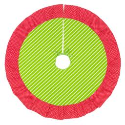 Green Stripe Red Polkadot Christmas Tree Skirt With Ruffle Free Personalization - thumbnail 2