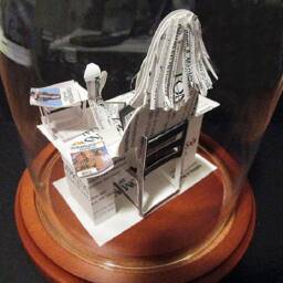 Business Card Sculpture Handmade Executive Woman Gift With Desk Accessories - thumbnail 2