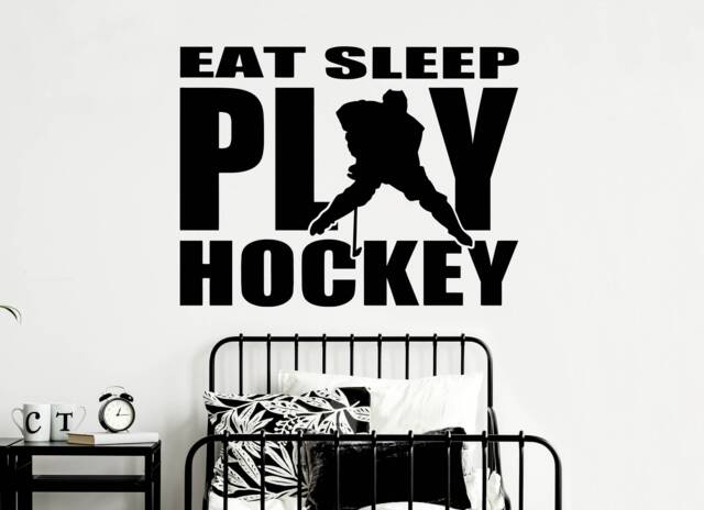 Eat Sleep Play Hockey Wall Decal Teen Boy Bedroom Decor - image 1