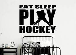 Eat Sleep Play Hockey Wall Decal Teen Boy Bedroom Decor - thumbnail 1