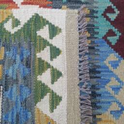 Classic Runner Rug, Handmade Artisan Afghan Turkish Aztec Natural Wool Kilim Rug 391x85 cm - thumbnail 3