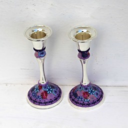 Candle Holders, Judaica, Jewish Gift, Candlestick, Table Decoration, Bat Mitzvah Housewarming Centerpiece, Israel - thumbnail 2