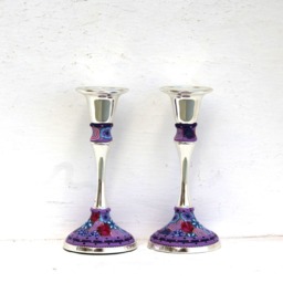 Candle Holders, Judaica, Jewish Gift, Candlestick, Table Decoration, Bat Mitzvah Housewarming Centerpiece, Israel - thumbnail 3