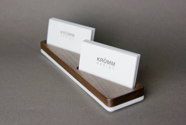 Walnut Wood Business Card Holder With Acrylic Base - image 1