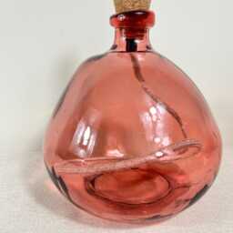Handmade Pink Recycled Glass Table Lamp With Cream Linen Flex - thumbnail 2