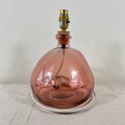 Handmade Pink Recycled Glass Table Lamp With Cream Linen Flex - thumbnail 4