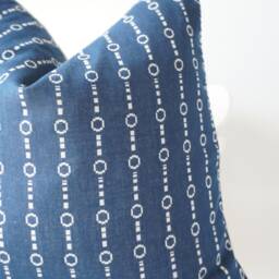 White Cream Indigo Striped Pillow Cover - thumbnail 4