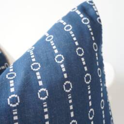 White Cream Indigo Striped Pillow Cover - thumbnail 2
