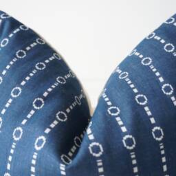 White Cream Indigo Striped Pillow Cover - thumbnail 3