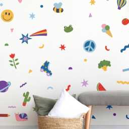 Stars & Doodles Fabric Wall Stickers Kids Nursery Decor, Removable & Repositionable - thumbnail 1