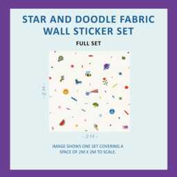 Stars & Doodles Fabric Wall Stickers Kids Nursery Decor, Removable & Repositionable - thumbnail 3