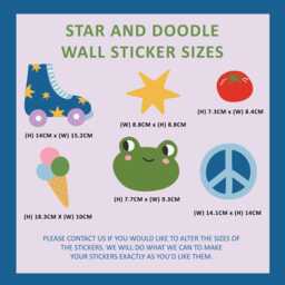 Stars & Doodles Fabric Wall Stickers Kids Nursery Decor, Removable & Repositionable - thumbnail 2