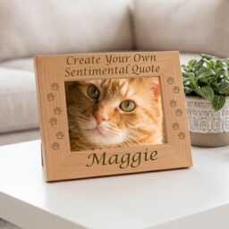 Personalized Cat Memorial Frame, Diy Custom Quote Pet Loss Keepsake Gift, Laser Engraved Wood Picture Display